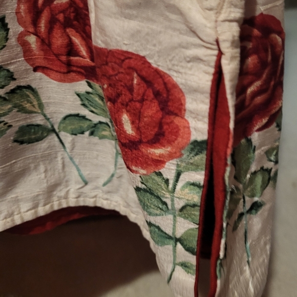 Vintage Ivy Maxi Red & White Skirt With Rose Detail Made In India Size 14 - Picture 3 of 6